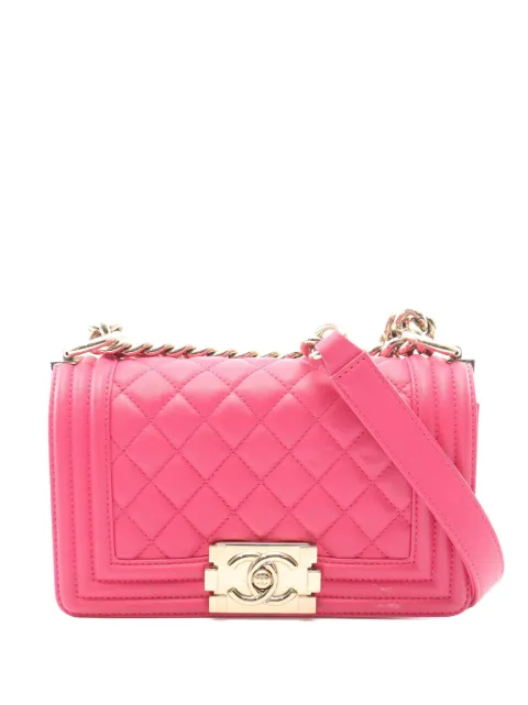 CHANEL Pre-Owned 2017-2018 Small Quilted Lambskin Boy Flap crossbody bag Pink 7YKLH48UR4AFMLUP