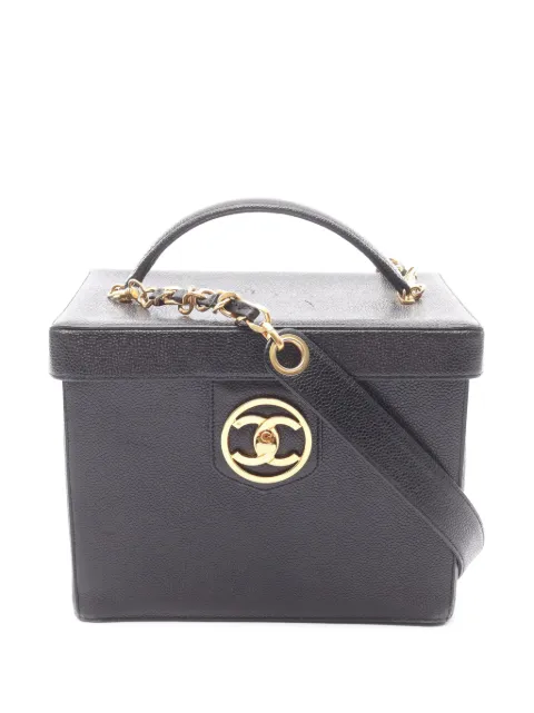 CHANEL Pre-Owned 1994-1996 CC Caviar Vanity Box Case satchel Black M8TFHVGD7SKSNV1X