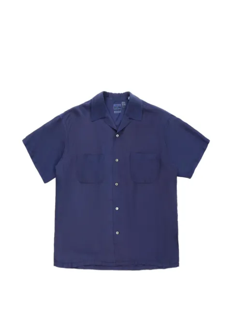 Blue Blue short-sleeved silk shirt Blue 1010857