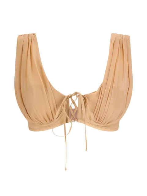 Giuseppe Di Morabito draped lace-up bra Neutrals 06SSTO42116500
