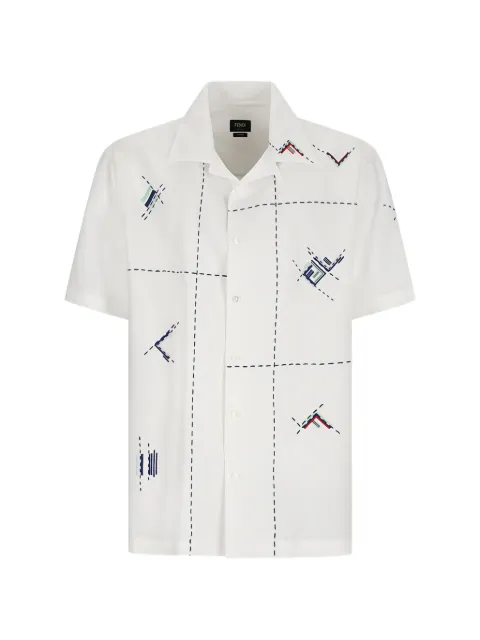 FENDI embroidered linen shirt White FS1324AY4Q