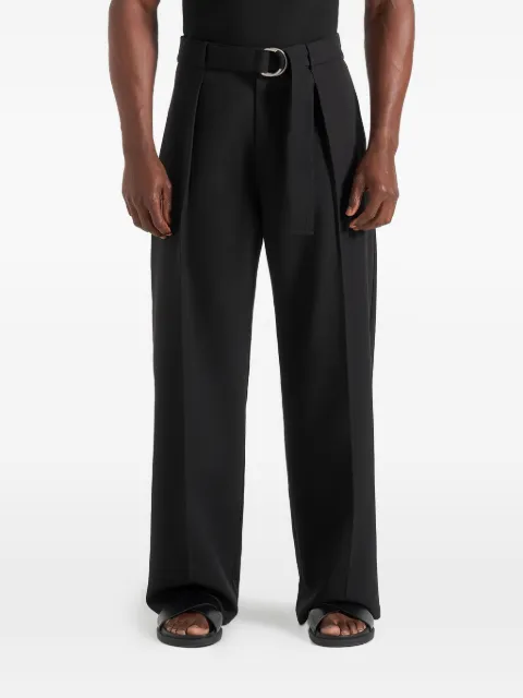 Manière De Voir belted pleated-front trousers Black MAN3421