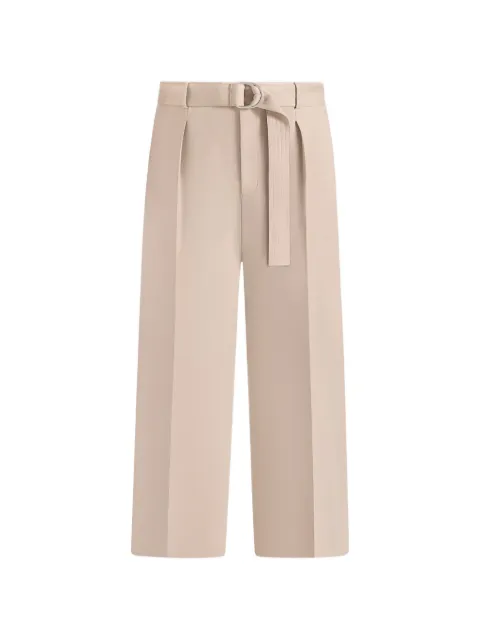 Manière De Voir Loic wide leg textured trousers with belt Neutrals MAN3421