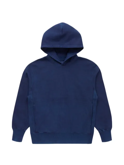 Blue Blue indigo-dyed knitted hoodie Blue 1004369