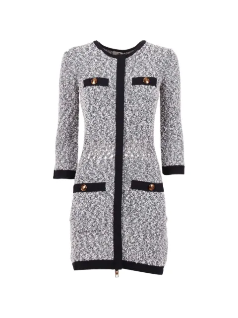 Elisabetta Franchi bouclé-knit open-work dress Grey AM40R62E2