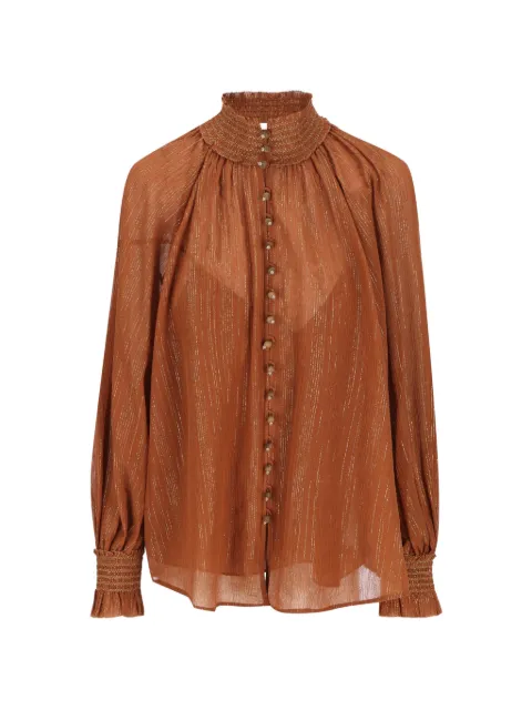 ZIMMERMANN Aster striped buttoned shirt Brown 9005TSS261
