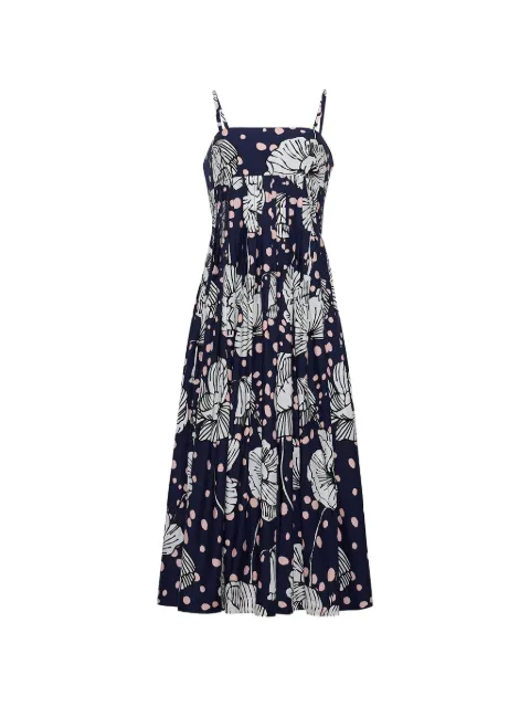 Cara Cara Sea Island pleated midi dress Blue 1245DFN