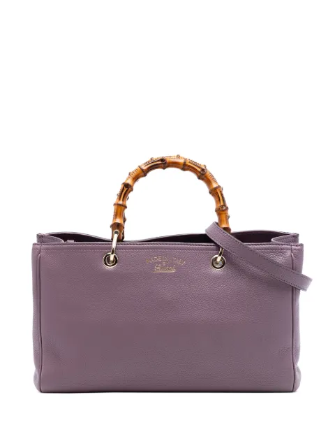Gucci Pre-Owned 2016-2026 Medium Calfskin Bamboo Shopper satchel Purple X2K4R42W1BJJZ9Y2