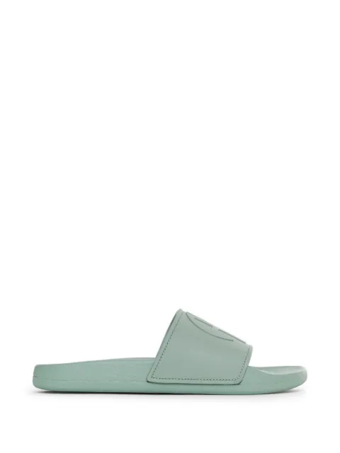 ANINE BING Isla logo-embossed slides Green A1410258