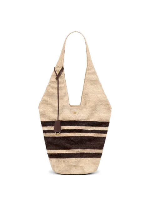 ANINE BING Leah striped raffia tote bag Neutrals A1312357