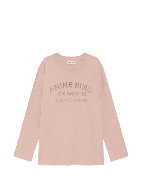 ANINE BING Ivan long-sleeve cotton T-shirt Pink A0812215