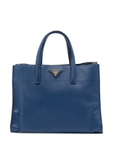 Prada Pre-Owned 2010-2026 Saffiano Soft Triple Pocket Tote satchel Blue P541AQEJYULFBN9I