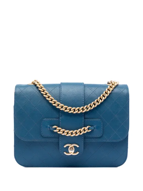 CHANEL Pre-Owned 2017-2018 Large Quilted Sheepskin Front Chain Flap crossbody bag Blue 4N63WDVVM6R4UZHR
