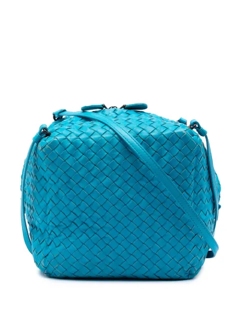 Bottega Veneta Pre-Owned 2012-2026 Nappa Intrecciato Cube crossbody bag Blue 1SJUFKNYIVOFNYP5