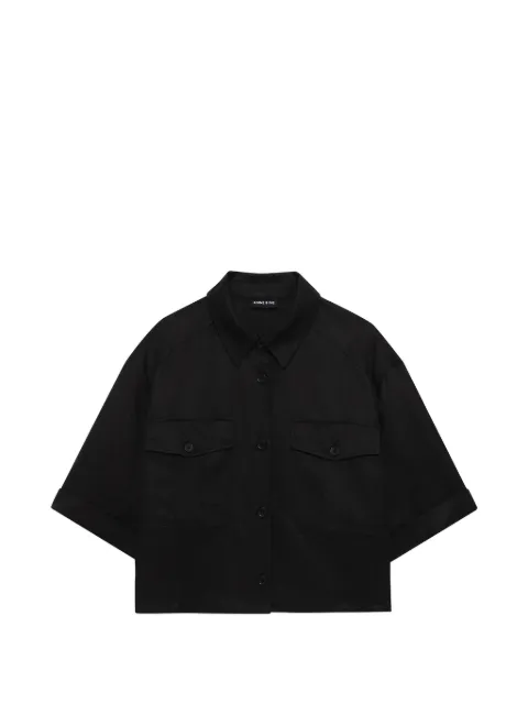 ANINE BING Edith short-sleeve shirt Black A0712487