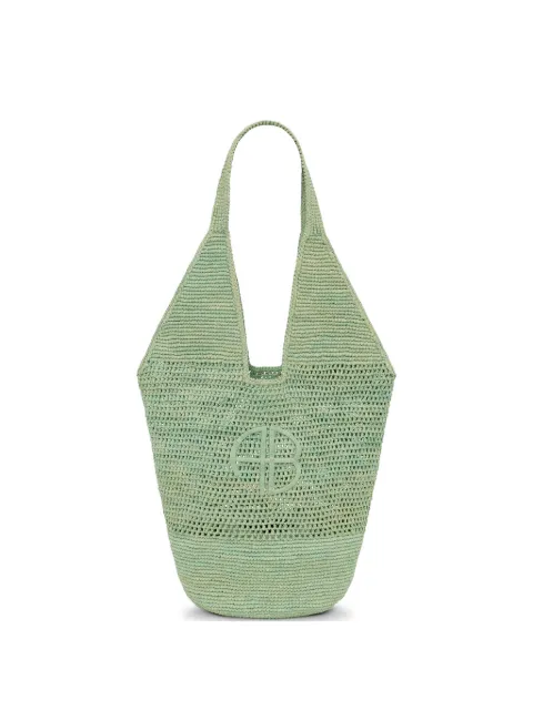 ANINE BING Leah logo raffia tote bag Green A1312350