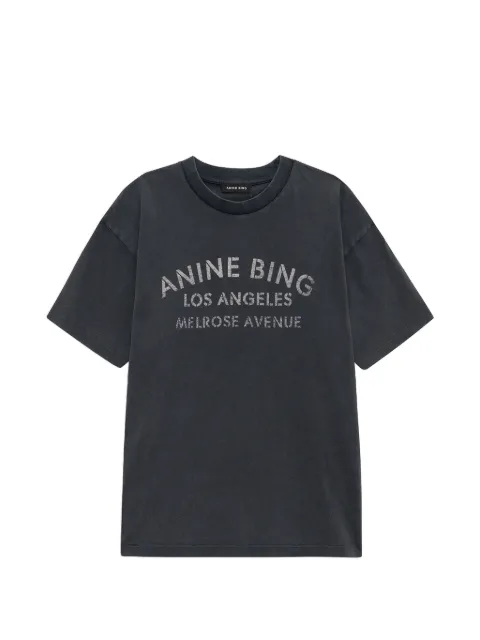 ANINE BING Melrose stencil-print cotton T-shirt Black A0812930