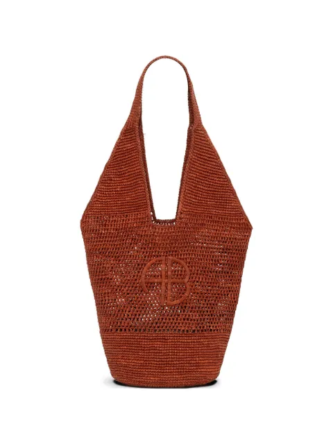 ANINE BING Leah logo raffia tote bag Red A1312350