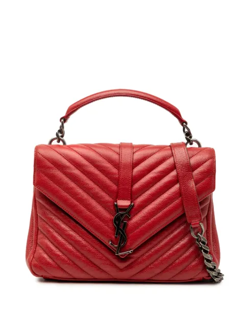 Saint Laurent Pre-Owned 2016 Medium Chevron Sheepskin Monogram College satchel Red Z8VIIKZNJ1LQ4ZWF