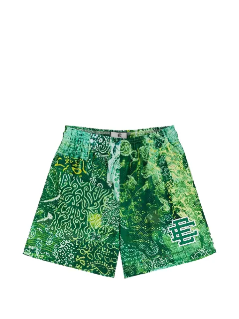 ERIC EMANUEL EE logo-print paisley-print mesh shorts Green EE799