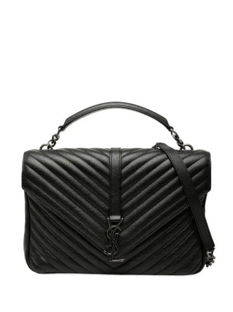 Saint Laurent Pre-Owned 2016 Large Chevron Sheepskin Monogram College satchel Black SGP2BVN40Q9V1ZSW