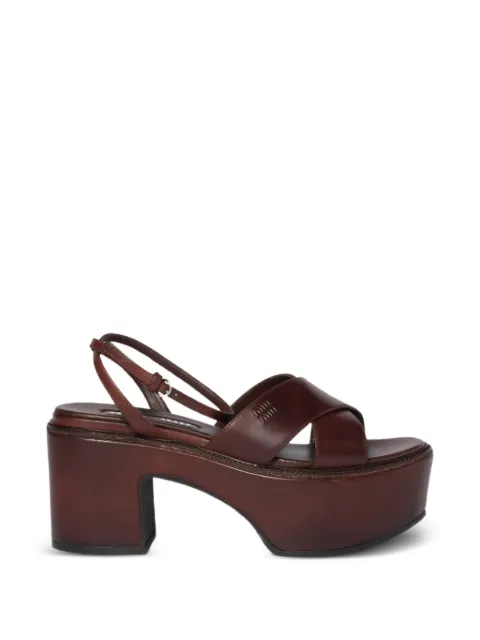 Miu Miu leather platform sandals Brown 5XZ495F080V69
