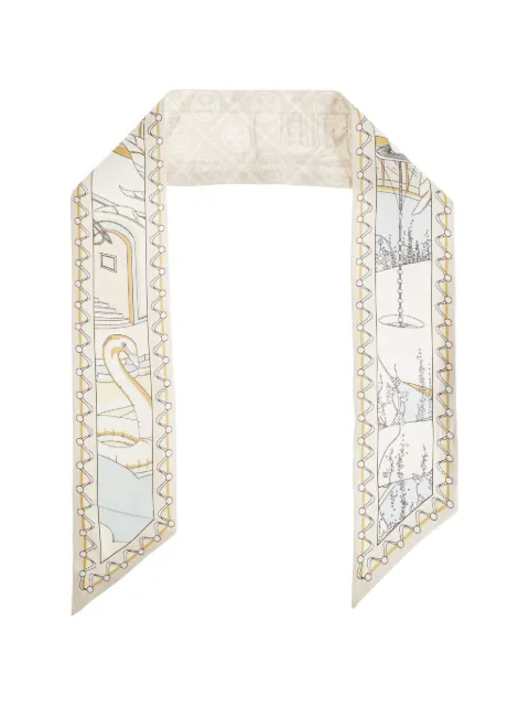 Tory Burch graphic-print silk scarf Neutrals 1842120