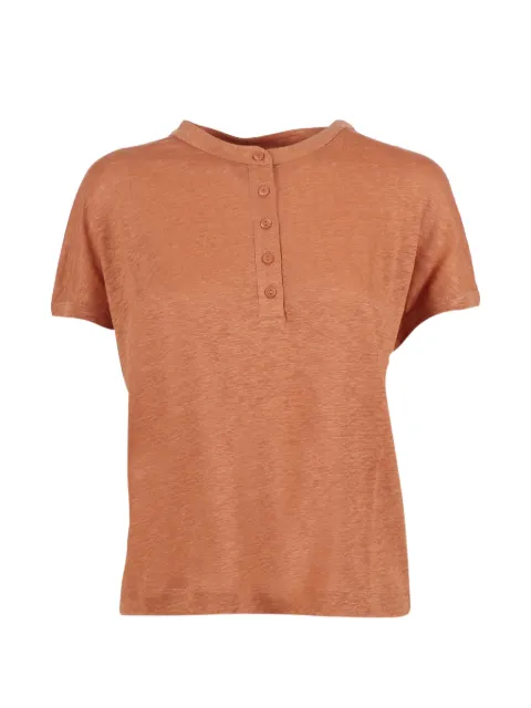 Kangra button-fastening linen T-shirt Orange 398761
