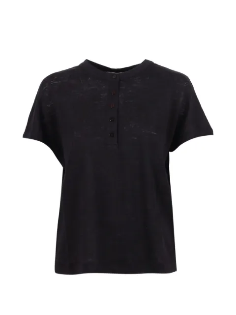 Kangra button-up linen T-shirt Black 398761