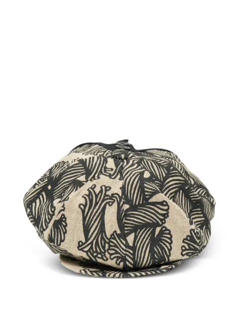 Nemen button-embellished graphic-print baker boy hat Neutrals HATBUTTONMIXSUMMERISLEROP