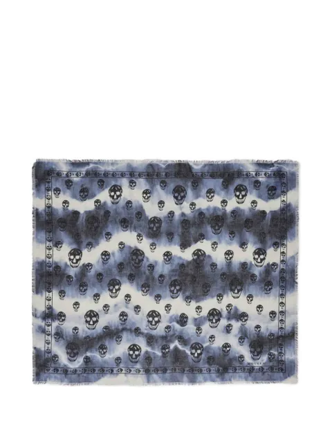 Alexander McQueen skull-print tie-dye scarf Blue 8714164943Q