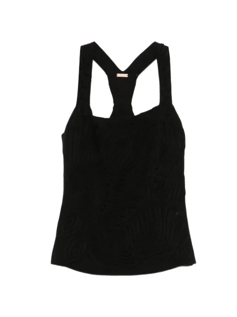 Cult Gaia Stells embroidered square-neck top Black TP1379YN2611