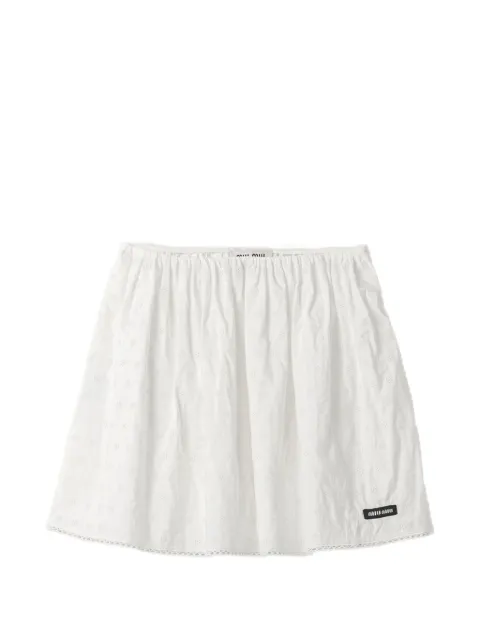 Miu Miu slubbed eyelet poplin skirt White MG2711SOOO196K