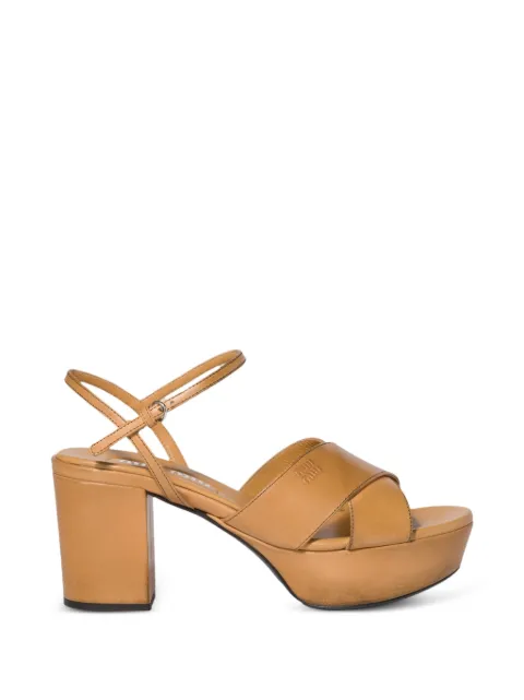 Miu Miu leather platform sandals Brown 5XP917F075V69