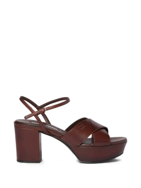 Miu Miu leather platform sandals Brown 5XP917F075V69