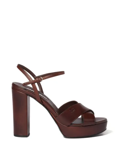 Miu Miu leather platform sandals Brown 5XP917F110V69