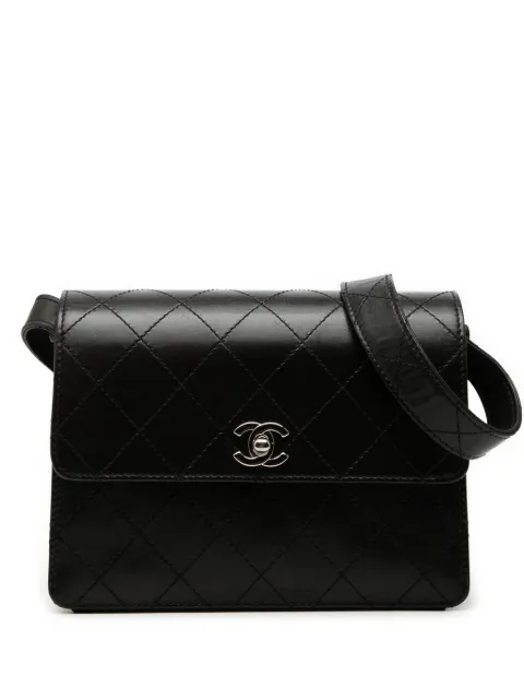 CHANEL Pre-Owned 1997-1999 CC Quilted Lambskin Flap shoulder bag Black 9ZL913JM70YSHAB2