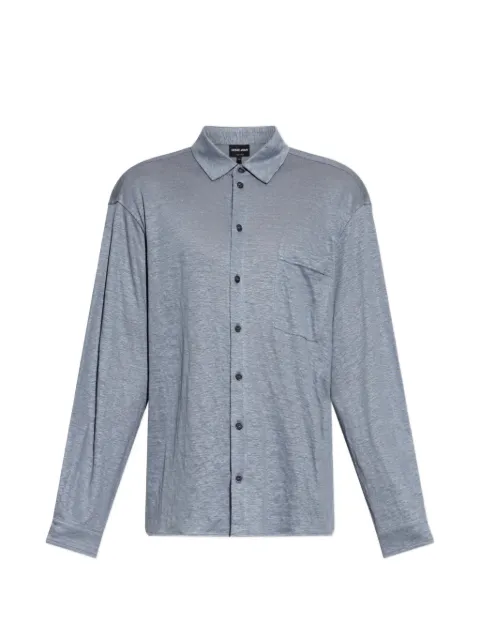 Giorgio Armani long-sleeved linen shirt Blue GM004109TE11335