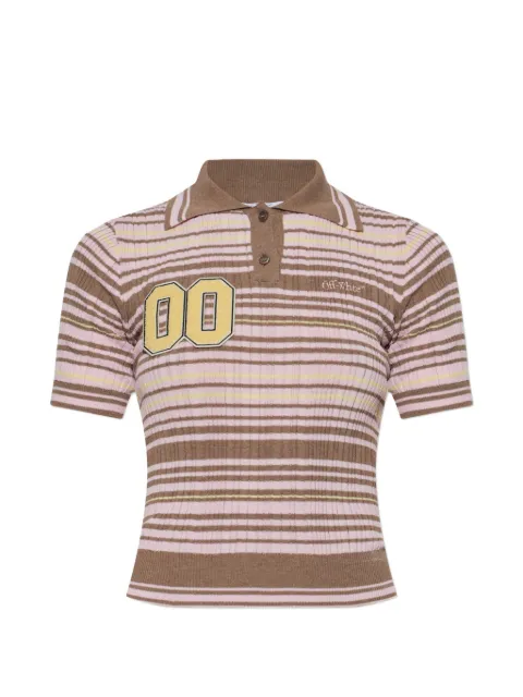 Off-White striped patch-detail polo shirt Brown 2HV008S26KNI001W283