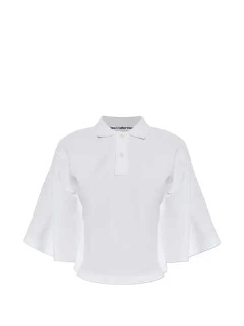 Alexander Wang logo-embroidered flared-sleeve polo shirt White 1CC32613210