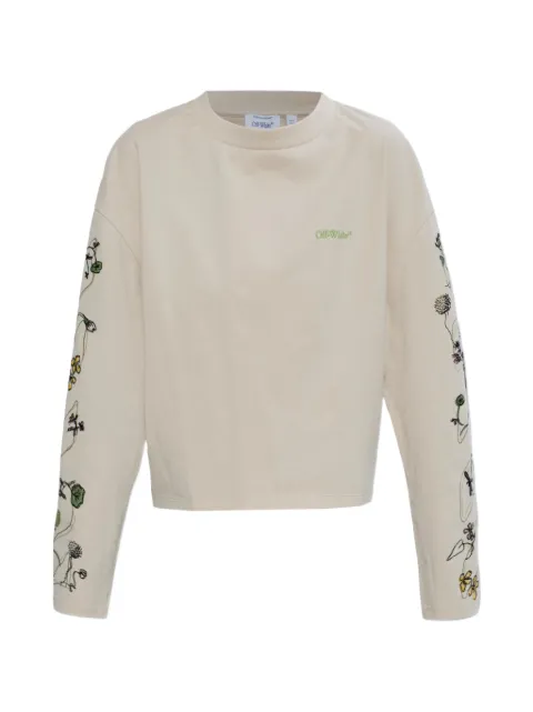 Off-White floral-print logo-embroidered T-shirt Neutrals 2AB038S26JER002W271