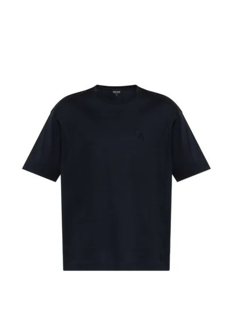 Giorgio Armani logo-embroidered T-shirt Blue GM004106TE10333