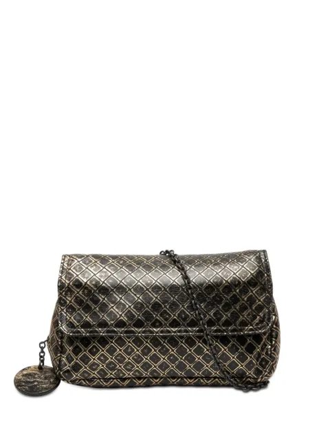 Bottega Veneta Pre-Owned 2012-2026 Metallic Calfskin Intrecciomirage Chain Flap crossbody bag Gold 550A4S1GEA2Q5AMW