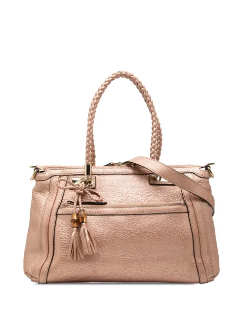 Gucci Pre-Owned 2000-2015 Metallic Pebbled Calfskin Bella satchel Pink 36LTWTQ6EP48F57U