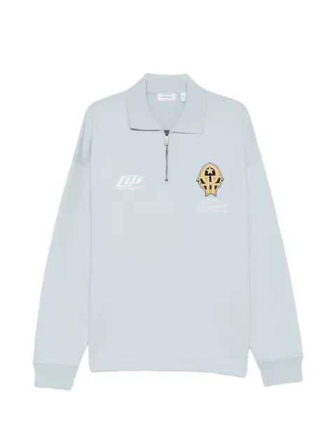 Off-White logo-patch half-zip sweater Blue 44MAD00NS26F001