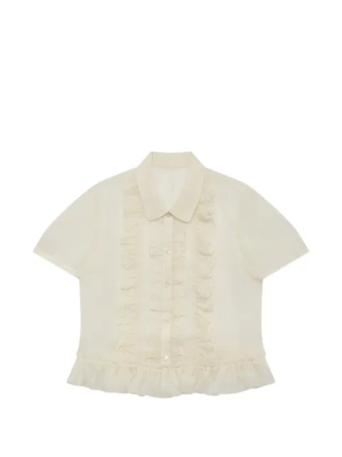 Renli Su ruffled-trim short-sleeve shirt Neutrals RB0901E1SS26502