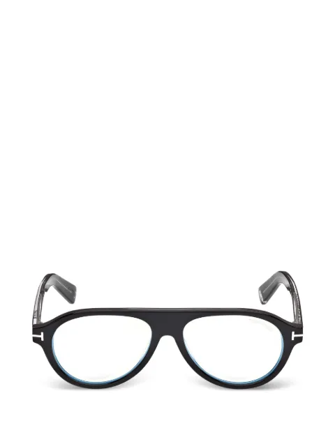 TOM FORD Eyewear T-logo pilot-frame glasses Black TI5017B