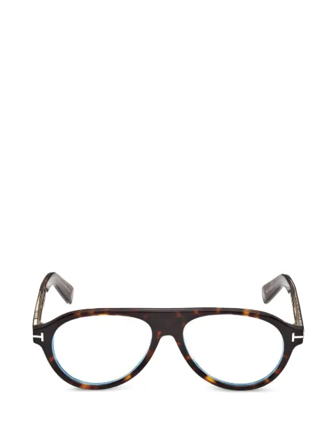 TOM FORD Eyewear tortoiseshell-effect pilot-frame glasses Brown TI5017B