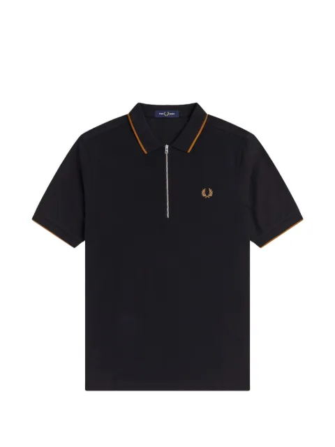 Fred Perry zip-fastening tipped polo shirt Black FPM248058102