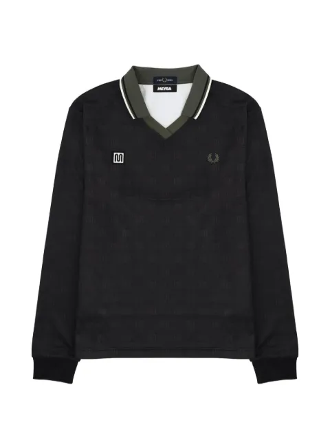 Fred Perry monogram long-sleeve polo shirt Black FPSM216458102